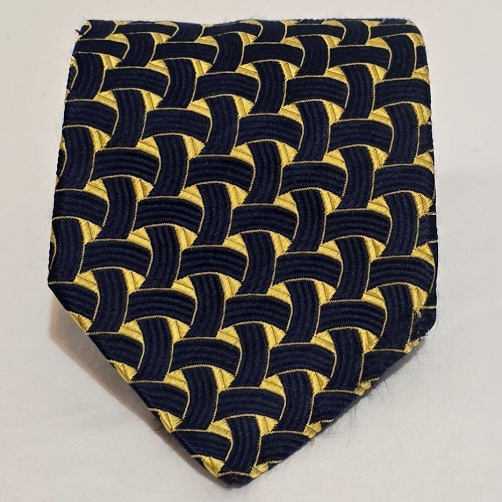 Pal Zileri Made in Italy Silk Necktie - Blue Gold Woven
